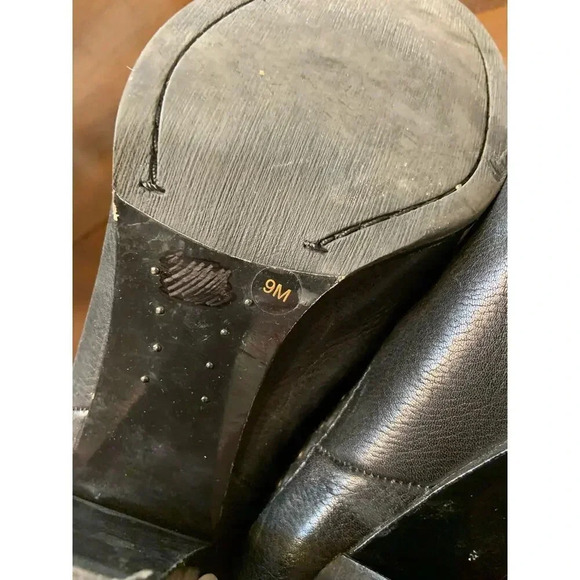 Antonio Melani Black Leather Studded Bootie Heels Women’s 9 Grunge Witch Biker - Picture 11 of 11
